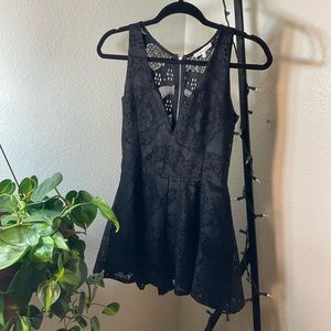 LacyLow Cut Black Romper